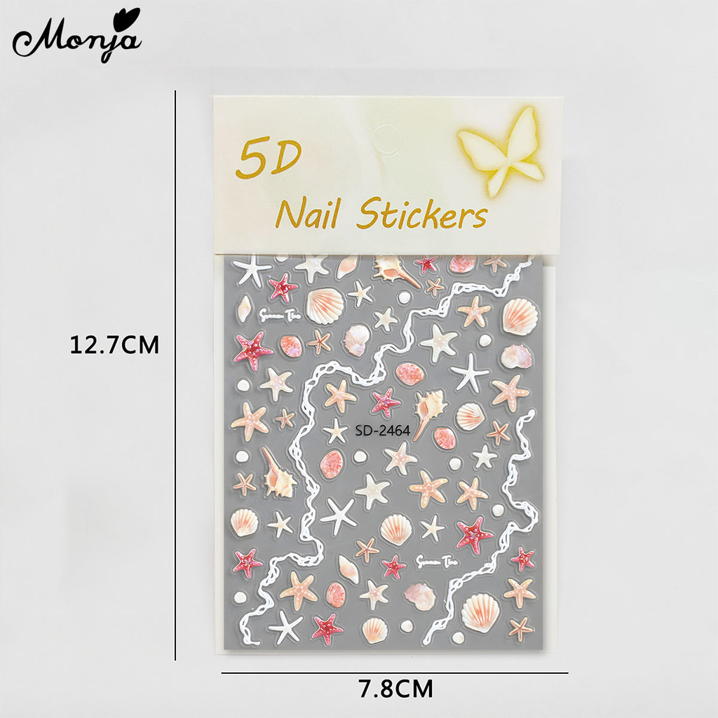 Monja สติกเกอร์เล็บ 5D เปลือกปลาดาวนูน Decals บรรเทา Holographic กาวแกะสลัก Sliders เล็บตกแต่งออกแบบ ราคา ถูกที่สุด ดีลบีเคเค แกลเลอรีภาพที่ 9