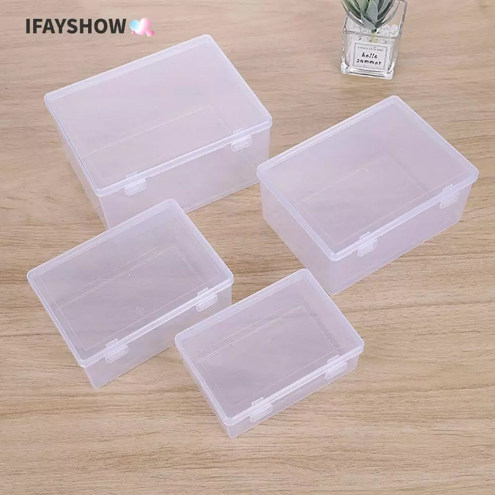 IFAYSHOW 1 ชิ้น,โปร่งใสสี่เหลี่ยมผืนผ้าพลิกกล่อง,กันฝุ่นขนาดเล็กขนาดกลางขนาดใหญ่หนาแบบพกพาพลาสติกสําหรับยาเครื่องประดับต่างหูเครื่องสํา