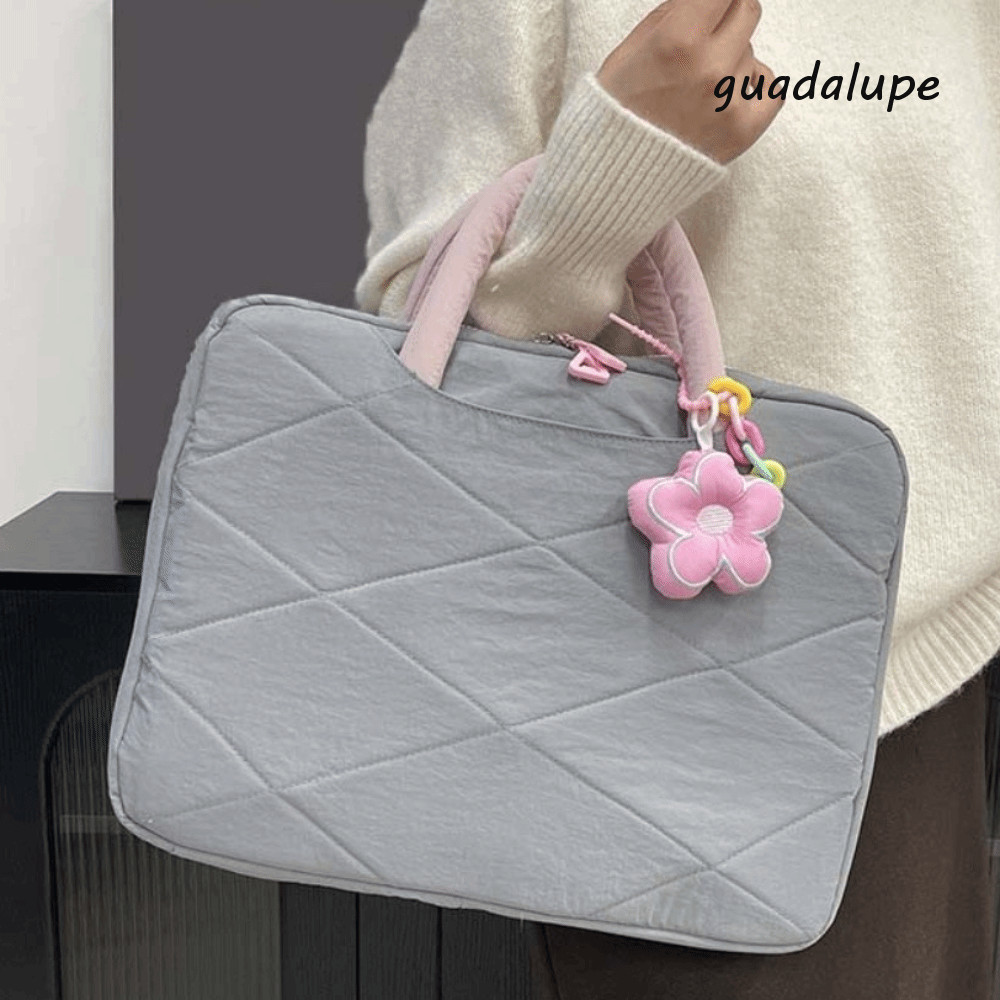 GUADALUPE1 Laptop Sleeve, Flower Pendant Handle Style Computer Handbag, Laptop Case Puffy Cute Porta
