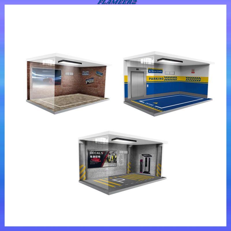 [Flameer2] 1/18 Garage Diecast Car Display Case ฉากจอดรถสําหรับรถยนต์Diecast