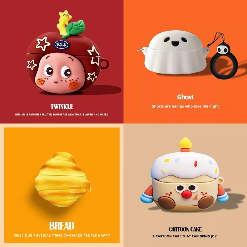 Stock ReadyCase สําหรับ Xiaomi Redmi Buds 8 Lite/6 Lite การ์ตูนเค้กซิลิโคนหูฟังแบบนุ่มพร้อมตะขอ