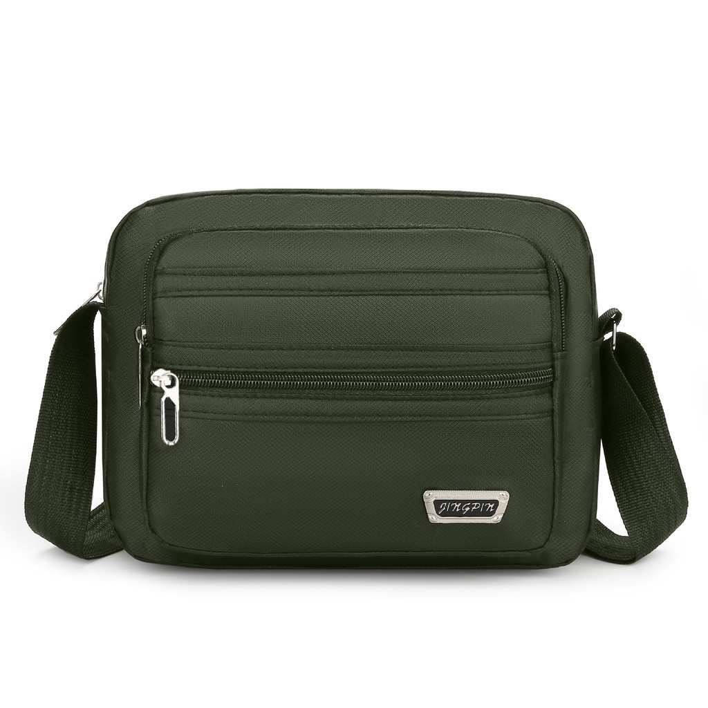 กระเป๋าสะพายข้างไนลอนสําหรับผู้ชาย - 4-Zipper Casual Travel Messenger Satchel