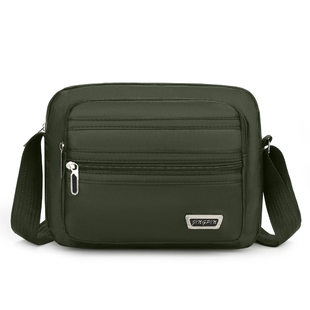 กระเป๋าสะพายข้างไนลอนสําหรับผู้ชาย - 4-Zipper Casual Travel Messenger Satchel