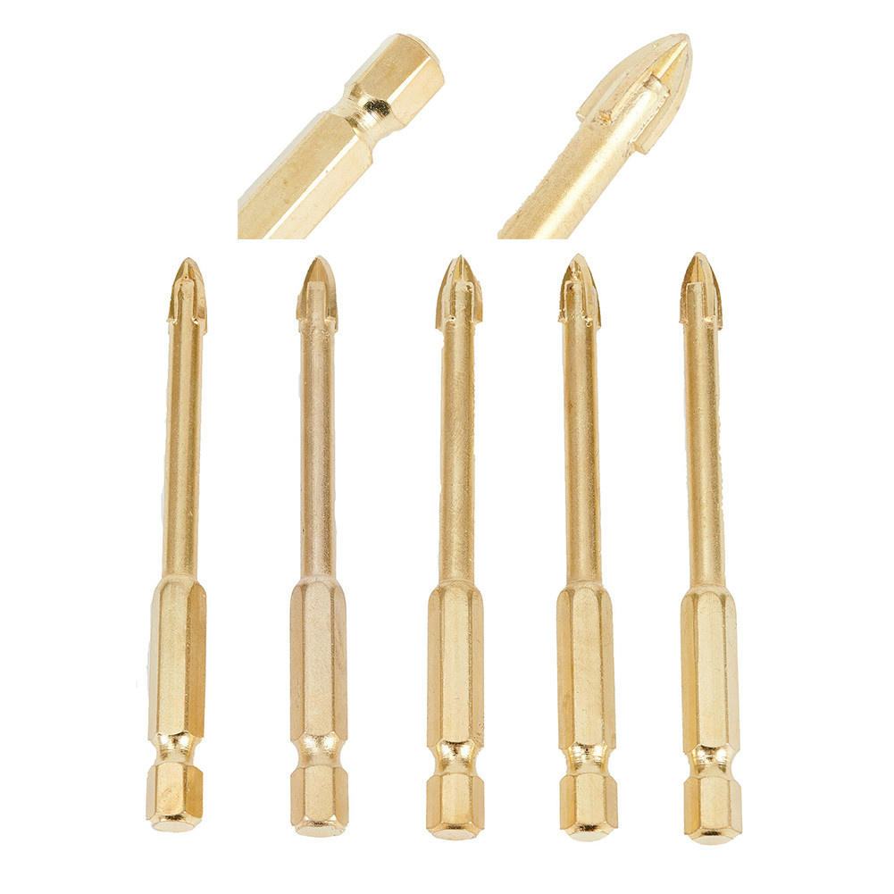 Glass Drill Metal Strong Toughness 5pcs/Set With 4 Cutting Edges Wood Cement