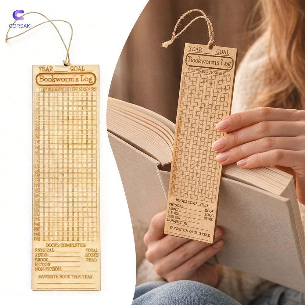 CORSAKI Reading Habit Tracker บุ๊คมาร์ค, หนังสือมัลติฟังก์ชั่นแบบพกพาอ่านเคาน์เตอร์, Creative Wood R