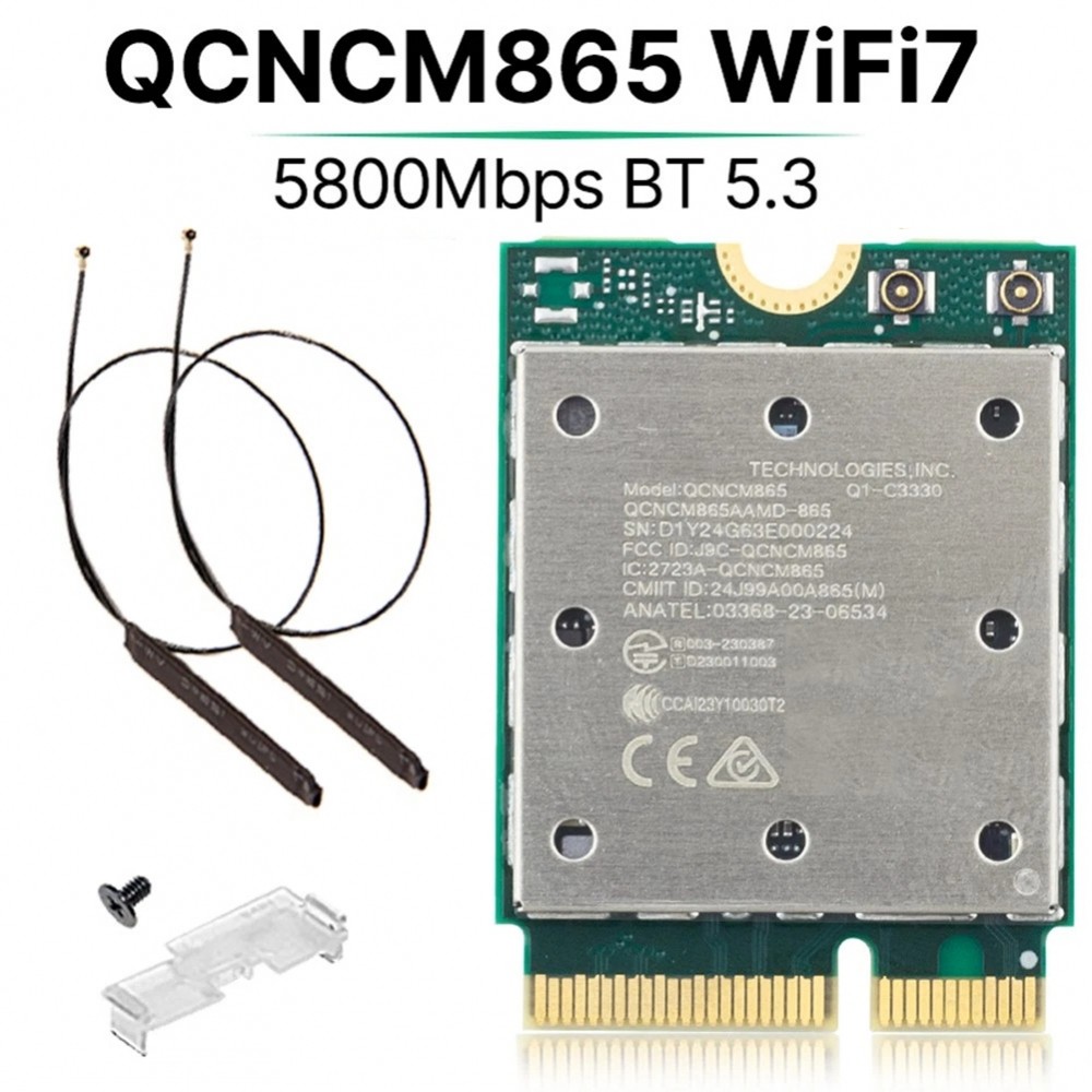 WiFi 7 M.2 2230 โมดูล QCNCM865 Tri-Band 2.4 5 6 GHz สําหรับ Win11 สําหรับ Intel สําหรับ AMD