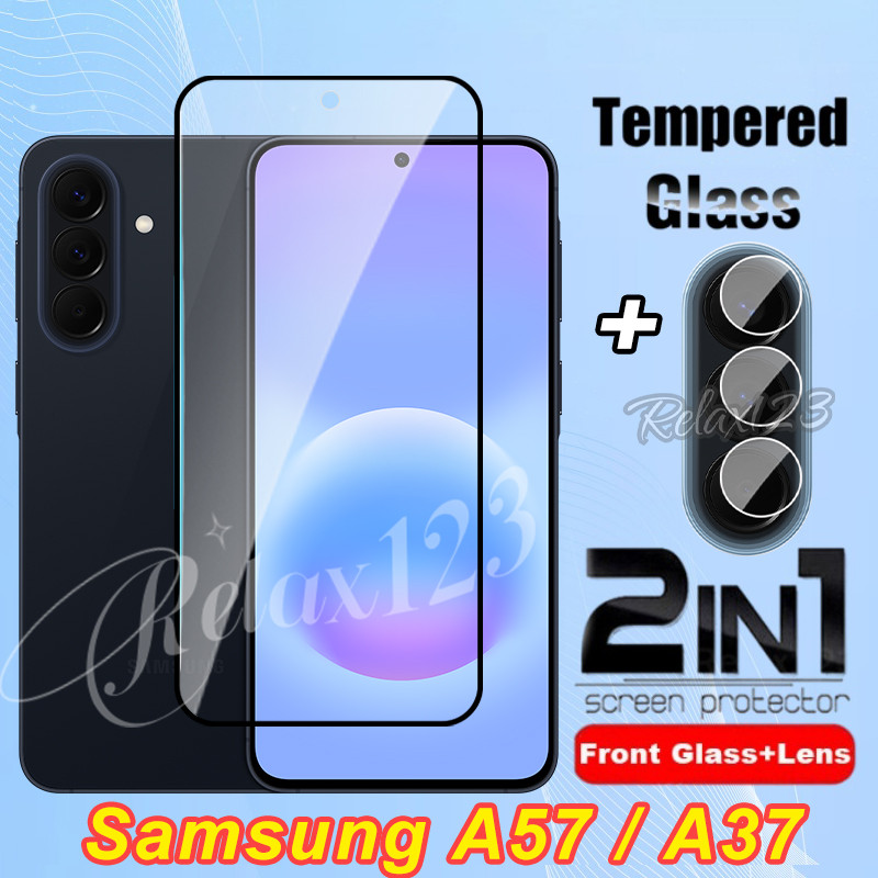 SAMSUNG สําหรับSamsung A57 A37 5G 2IN1 Full Screen ProtectorกระจกนิรภัยสําหรับSamsung A37 A57 A17 A0