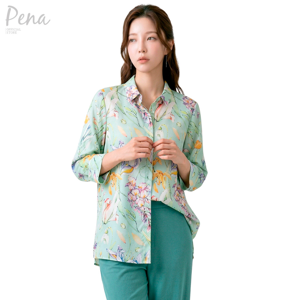 Pena house เสื้อเชิ้ตแขนสี่ส่วน ลายดอกไม้ Botanical Art POSL042601