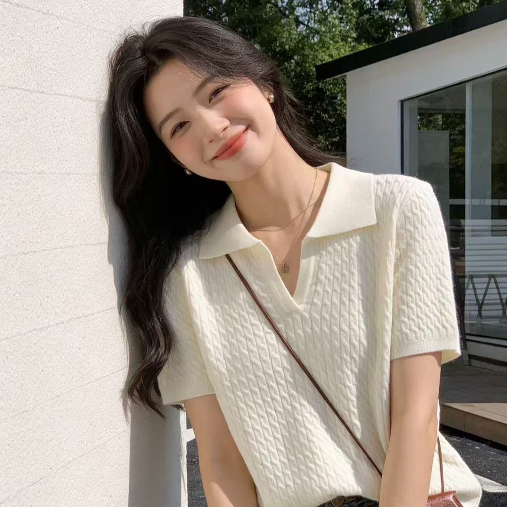 เสื้อโปโลผู้หญิงฤดูร้อน สไตล์ใหม่ ดีไซน์แอปริคอท