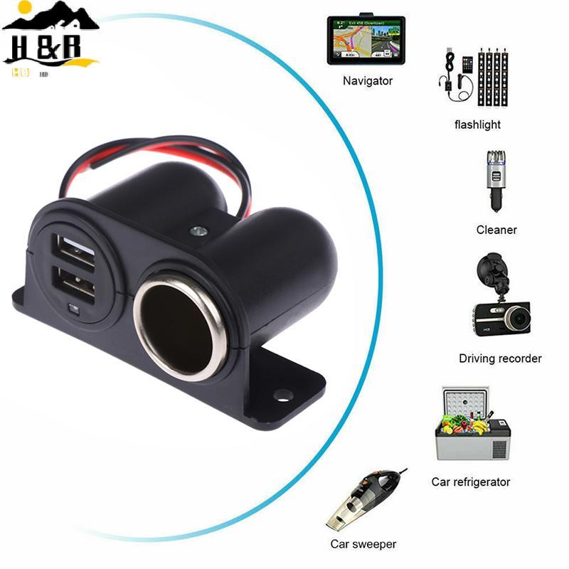 H&B 12V / 24V Power Outlet 2x USB Charger Car Plug Tru {th}
