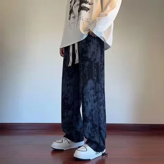 MEFEEE Mens Tie Dye Ink Wash Sweatpants หลวม Fit กีฬา Joggers Streetwear กางเกงลําลอง High Street แฟชั่น