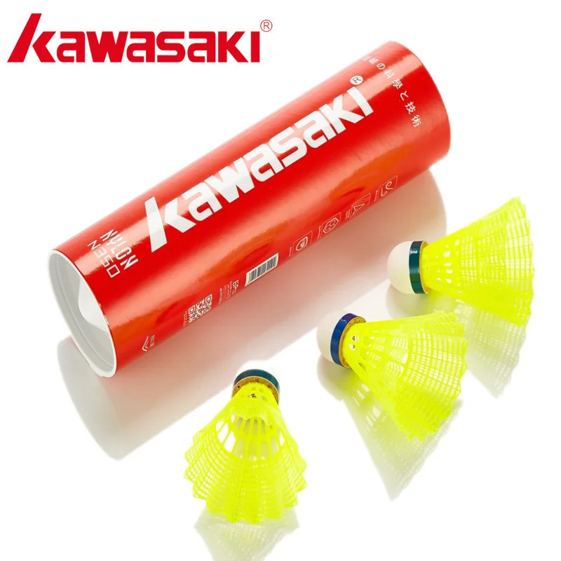 KAWASAKI คาวาซากิไนล่อนบอลn350สําหรับการฝึกอบรม6ชิ้นแบดมินตันพลาสติกลูกขนไก่นกสําหรับการฝึกอบรมกลางแ