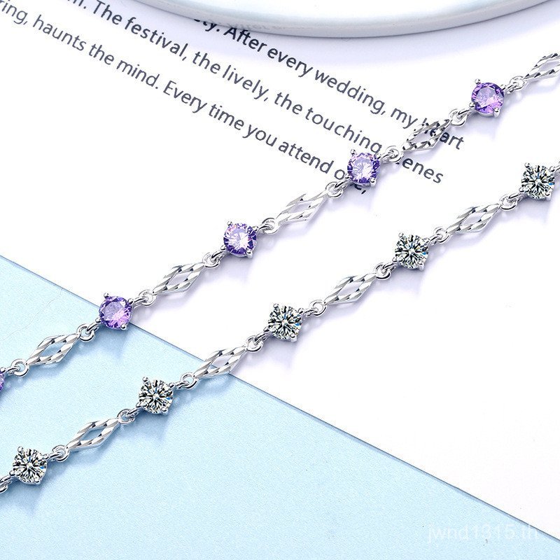ขายส่งฝังสร้อยข้อมือเงินหินหญิง Zirconia เพชรรูปเครื่องประดับเงิน Love s925 รถเข็น Micro แฟชั่นเพชรเ