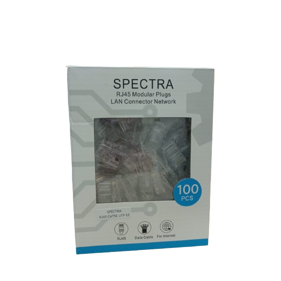 RJ45 UTP Cat5E EZ SPECTRA CONNECTOR ANTI-FAIL PASS THROUGH CONTENTS 100 ชิ้น
