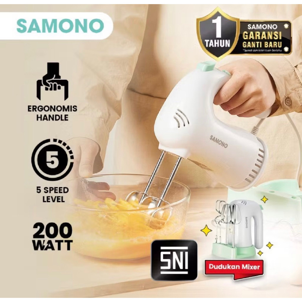 SAMONO เครื่องผสมอาหารมือ 5 ความเร็ว 200 วัตต์ ขาตั้งฟรี SW HM200A