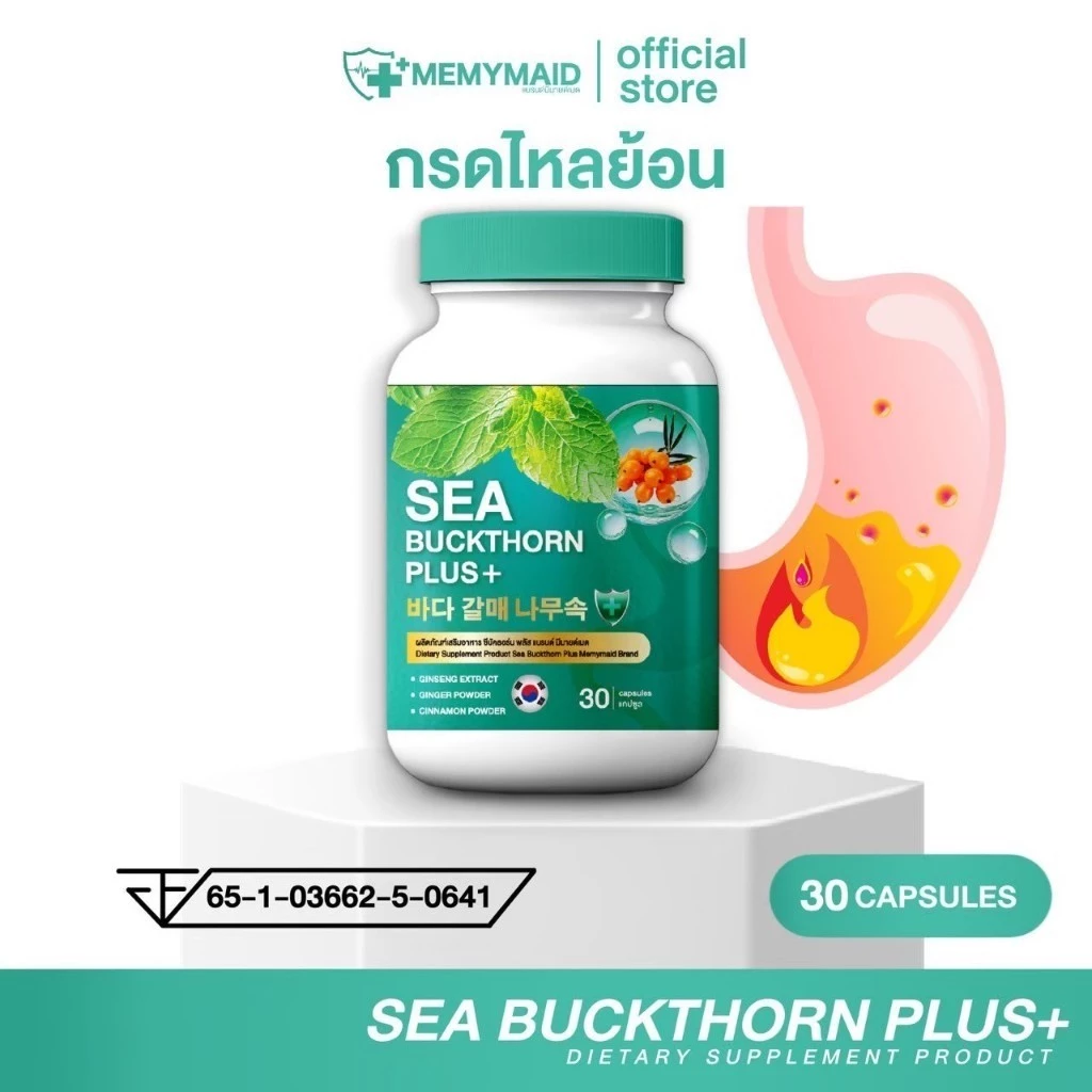 ซีบัคธอร์น พลัส กรดไหลย้อน [📍1แถม2 | มีส่งด่วนในวัน] SEA BUCKTHORN PLUS มีมายด์เมด MEMYMAID จุก เสียด แน่นท้อง