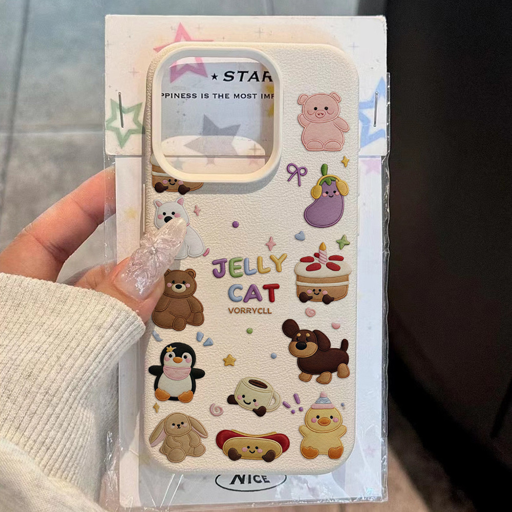 Case for IPhone 11 13 15 Pro Max 12 14 16 17 Pro Max X&XS XR XS Max Air สัตว์การ์ตูน TPU เคส นิ่ม ผิว สัมผัส หนัง แบบ