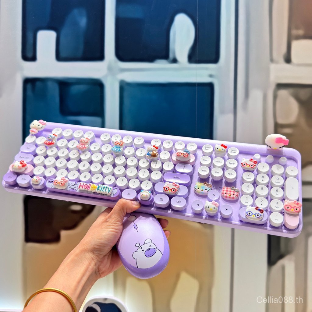 DIY Dopamine KT Cat Mouse Keyboard Wireless Boys Girls Cute Cartoon Keyboard Wireless Keyboard Mouse