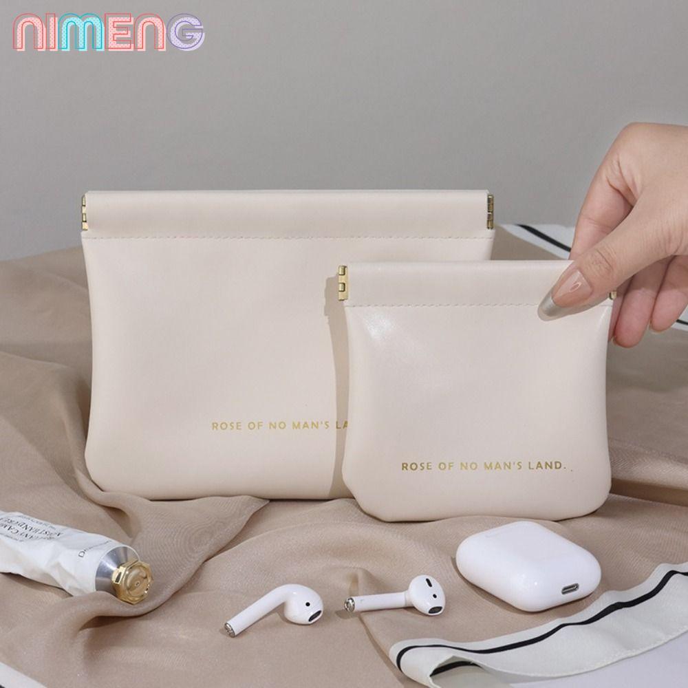 NIMENG กระเป๋าแต่งหน้าลิปสติก, กระเป๋าเครื่องสําอางขนาดเล็กแบบพกพา, แฟชั่น PU Travel Simple Key กระเป๋าใบเล็กผู้หญิง