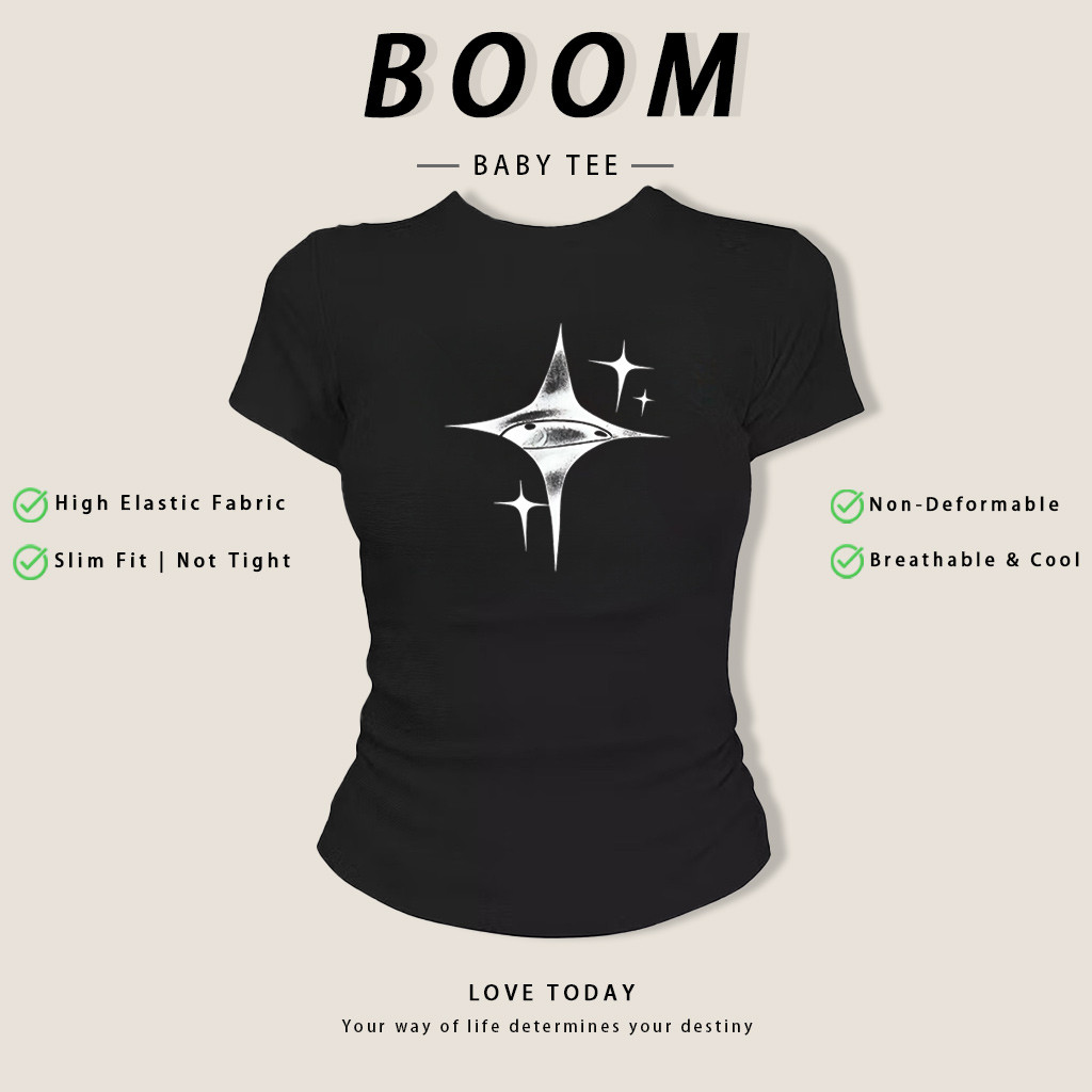 COD（จัดส่งภายใน 24 ชั่วโมง）เสื้อสาวอวบ เสื้อครอปท็อป แขนสั้น babytee สไตล์เกาหลี y2k T-shirt | รูปแบบเลข ดาวน่ารัก