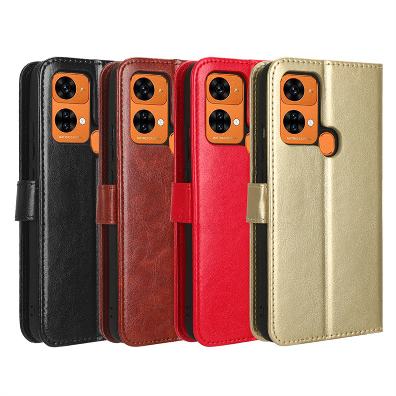 เหมาะสําหรับ Oukitel C33 เคสโทรศัพท์ Oukitel C33 โทรศัพท์หนังกรณีพลิกการ์ด Lanyard Crazy Horse รูปแบ