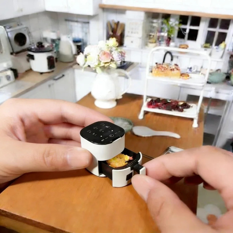 1:12ScaleDollhouseMiniAirFryer,ห้องครัวจําลอง,เปิดลิ้นชัก,สําหรับPretendPlay,Diorama&BJDDollSceneDec