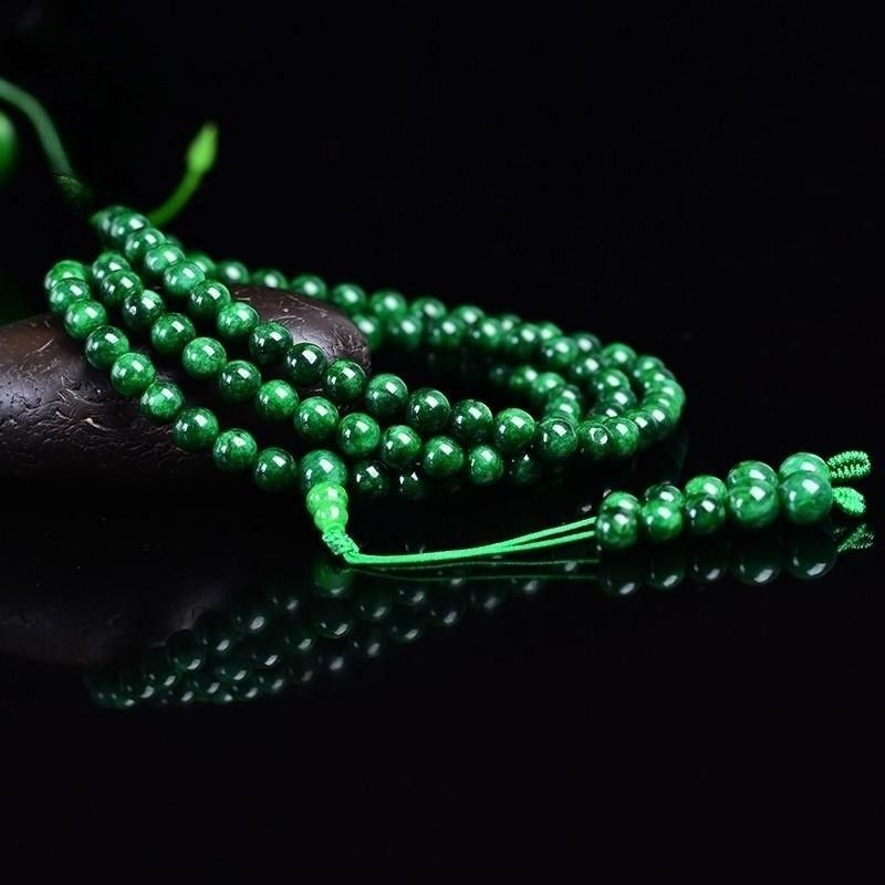 然玉石翡翠手链念珠108颗佛珠手串帝王绿满绿干青手持串珠项链12.19However, Jade Jade Bracelet Beads 108 Beads Bracelet Royal Green 