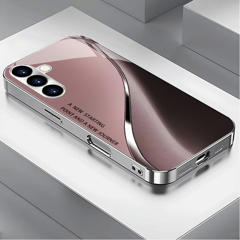 SAMSUNG ธุรกิจสายหรูหราชุบกรอบแก้วเคสโทรศัพท์สําหรับSamsung Galaxy S22 S23 S24 S25 Ultra A22 A23 A25 A33 A35 A52 A53 A54 A55 A56 A70 A71 A90 ฝาครอบโทรศัพท์
