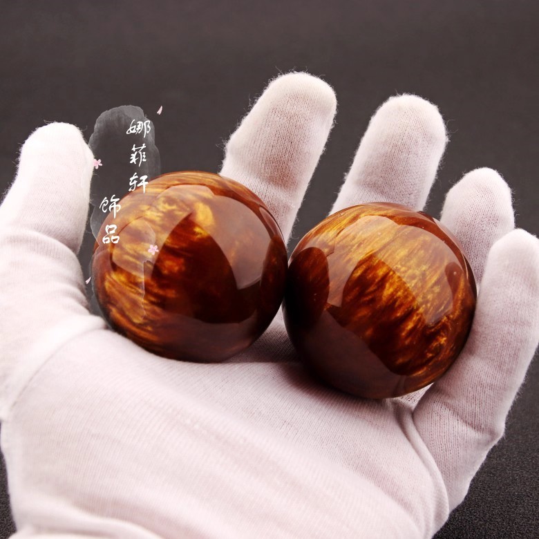 เครื่องประดับแฟชั่น~2nd Generation Resin Golden Silk Sea Fillet Hand Play Ball Stress Play Handle Ba