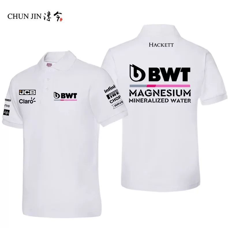 เสื้อโปโล RacingPoint BWT สไตล์ F1 Racing แขนสั้น สำหรับผู้ชาย