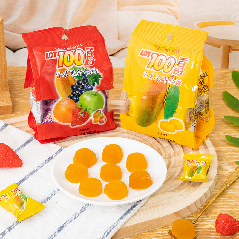 มาเลเซียนําเข้า LOT00 เสิร์ฟผลไม้ Gummy รส Gummy Mango Glucose แพคเกจส่วนบุคคลขนมแต่งงาน A Candy 25.12.21
