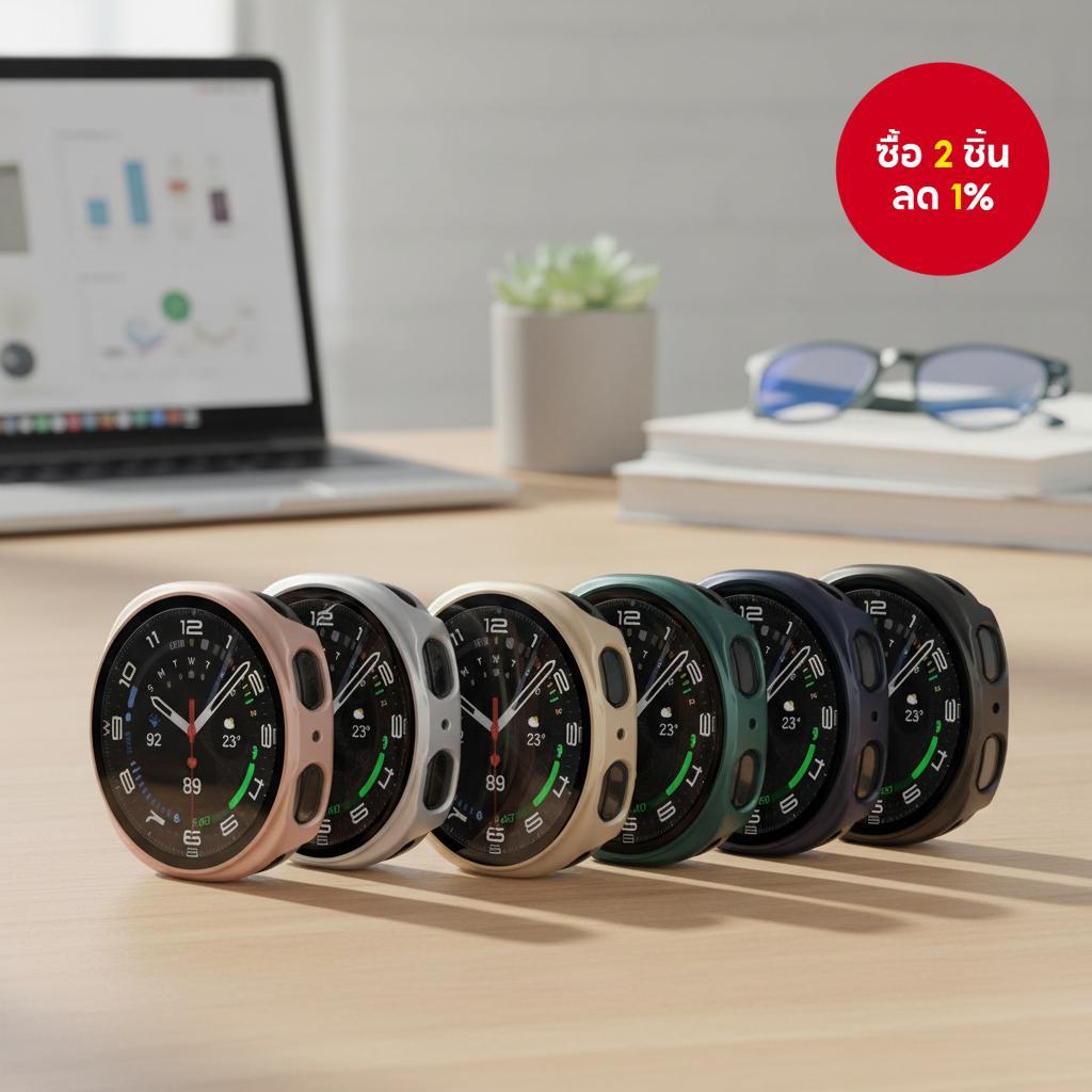 เคสพีซีเอ็กซ์คลูซีฟสําหรับ Samsung Galaxy Watch 8 (44 มม./40 มม.) พร้อมกระจกเทมเปอร์ 3D อุปกรณ์เสริม