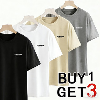 【Buy 1 Get 3】 Plain Shirt Tshirt for men Clothes Menswear Top Streetwear Round Neck Short Sleeve