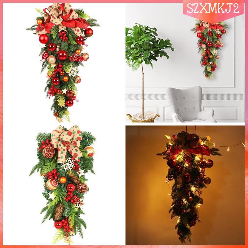 [szxmkj2] คริสต์มาส Teardrop Swag พวงหรีดตกแต่งแขวนผนัง Xmas Home สําหรับริบบิ้นประตูด้านหน้า Bowkno