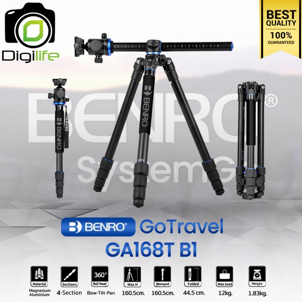 **โล๊ะสต๊อก**Benro Tripod GA168T B1 ขาตั้งกล้อง อเนกประสงค์ Monopod, Top View, กางราบ, กลับหัว / Digilife Thailand