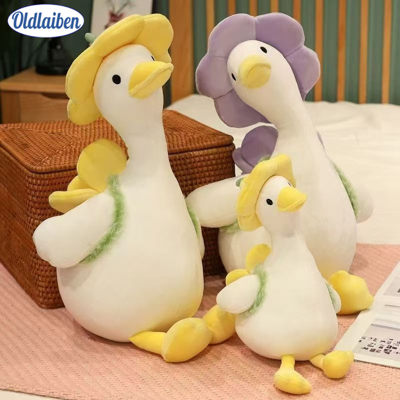 Oldlaiben ตุ๊กตาเป็ดดอกไม้  เหมาะสำหรับของขวัญวันเกิดสำหรับเด็ก วัสดุความปลอดภัย โอบกอดนุ่มสบาย ของขวัญวันเด็ก