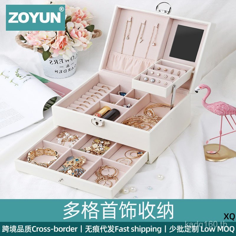 แพ็คต่างหู Anti-Oxidation ล็อคต่างหูเครื่องประดับต่างหูประณีต PU สร้อยคอ Multi-Layer กล่องเก็บเครื่อ