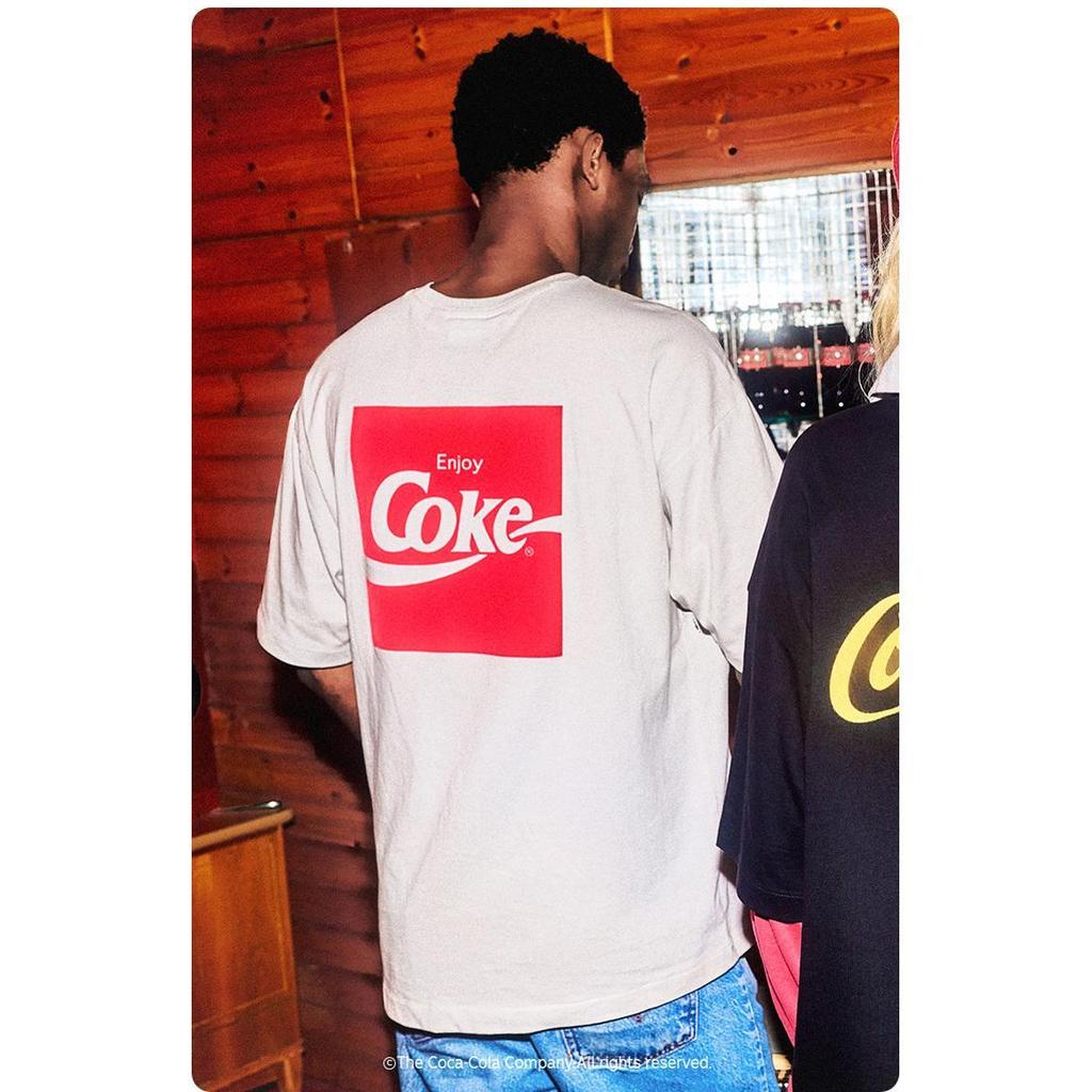 [Coca Cola Co-Branded Series] เสื้อยืดแขนสั้นผ้าฝ้ายแท้คู่รัก Champion Summer