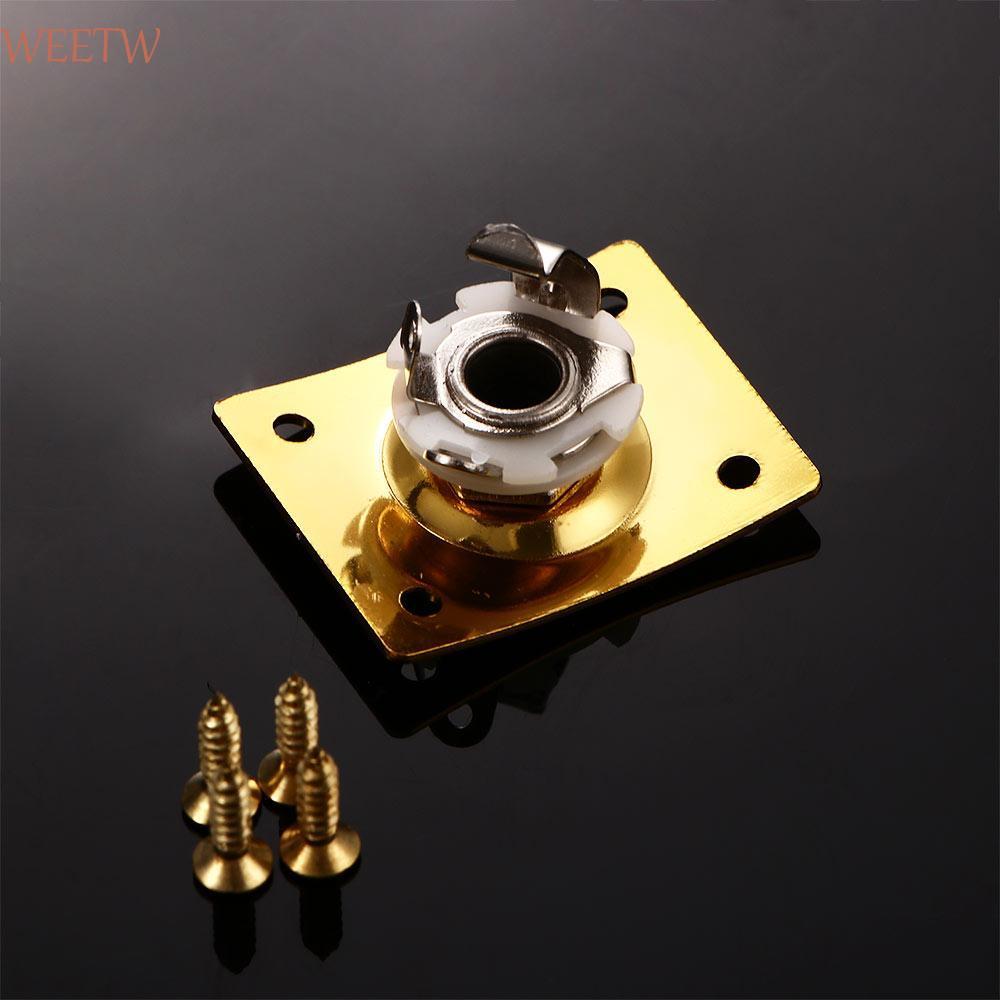 WEEKW Output Socket Jack Plate & Screws Square Style Electric Guitar Parts 1/4 (6.35mm) Guitar Repla