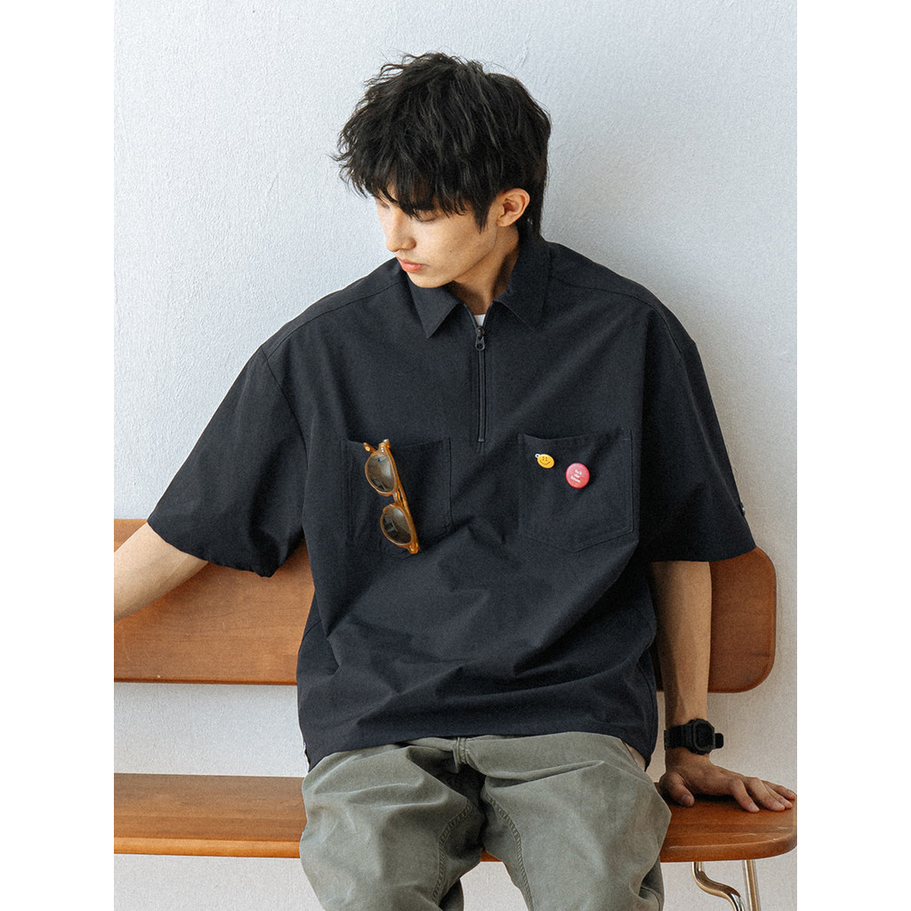 714street แขนสั้น แบบเสื้อ Polo และ T-Shirt สำหรับผู้ชาย สไตล์ญี่ปุ่น พร้อมความหรูหราในหน้าร้อน