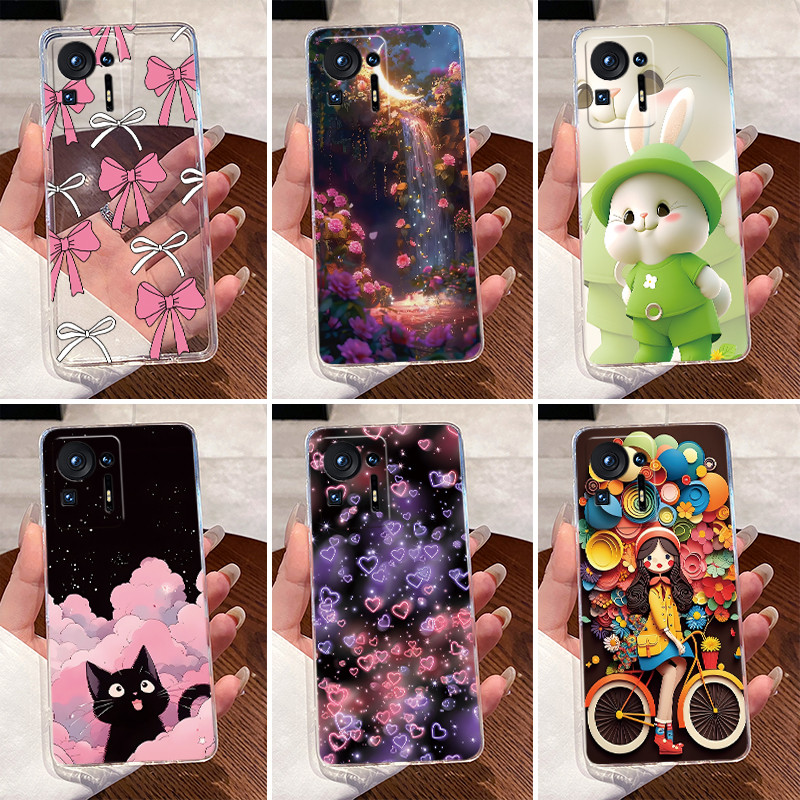 สําหรับ Xiaomi Mi Mix 4 กรณีใสหรูหราน่ารักรักกระต่ายรูปแบบตลก TPU ซิลิโคนอ่อนนุ่มปกหลังสําหรับ Xiaom