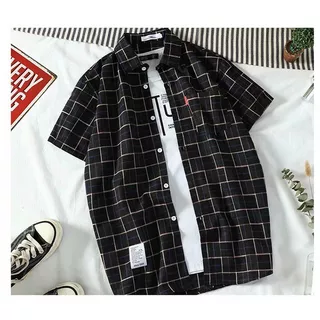 เสื้อดำคอปก เสื้อเชิ้ตแขนสั้นคอกลมแขนสั้นผ้าใยสังเคราะห์ผู้ชาย 4 สี M-3XL เทศกาลสงกรานต์