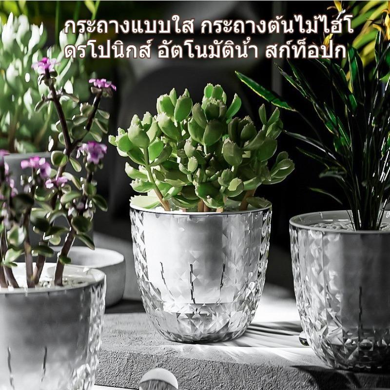 กระถางรดน้ําอัตโนมัติ | การออกแบบที่ชัดเจนพิเศษหม้อโปร่งใสกระถางต้นไม้ไฮโดรโปนิกส์รดน้ําอัตโนมัติวัสดุพลาสติก