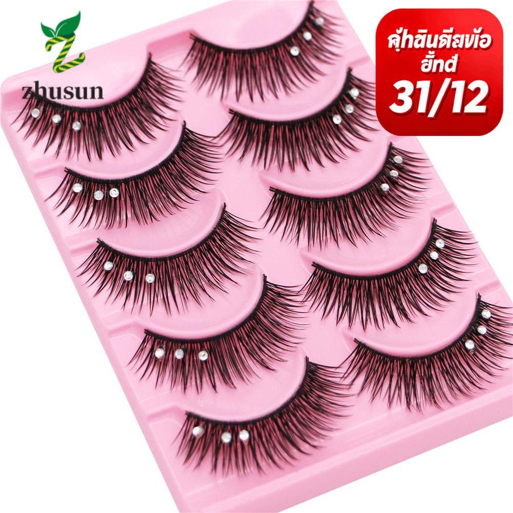 ZHUSUN Diamond Manga Lashes Fuffy Lashes Handmade Dramatic Volume Glitter หนา Long Eye Lashes
