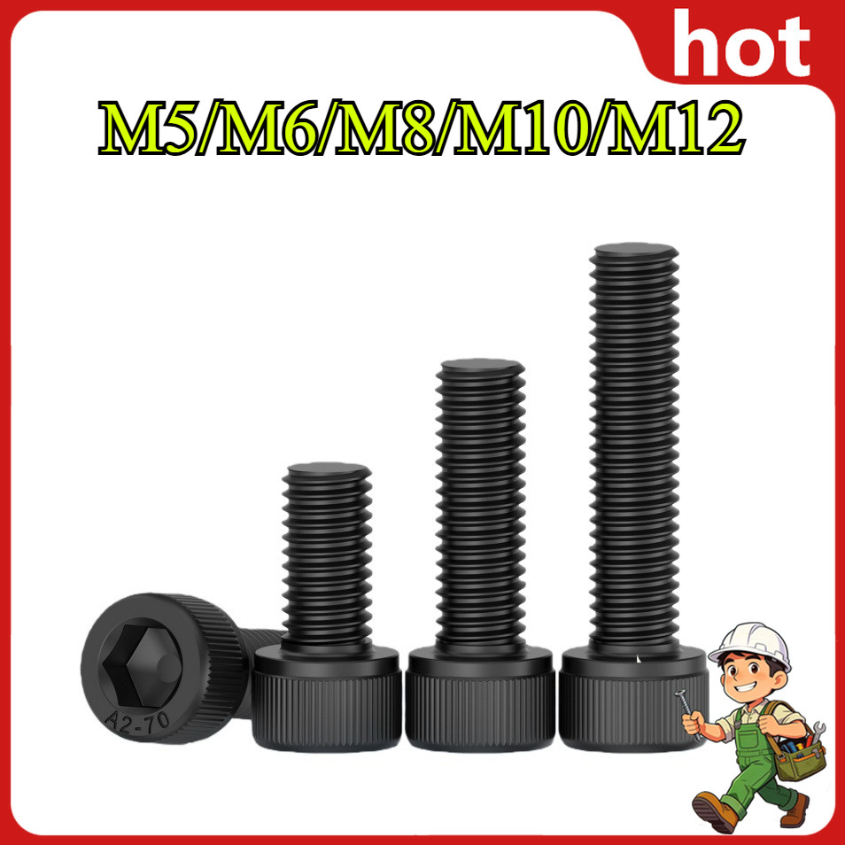 สแตนเลส 304 สกรูหัวจม/หกเหลี่ยม/สกรูหัวจมดํา/น็อตดำ หัวจม/น็อต สกรู หัวจม 6 เหลี่ยม DIN912 M5/M6/M8/