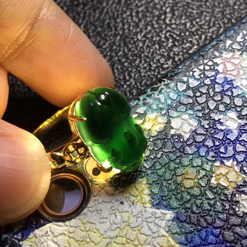 Pixiu Ice Mocui หนัง Hugh หนัง Hugh แหวนแหวนอินเทรนด์สไตล์ของขวัญ Pixiu Ice Mocui หนัง Hugh แหวนฟาง 