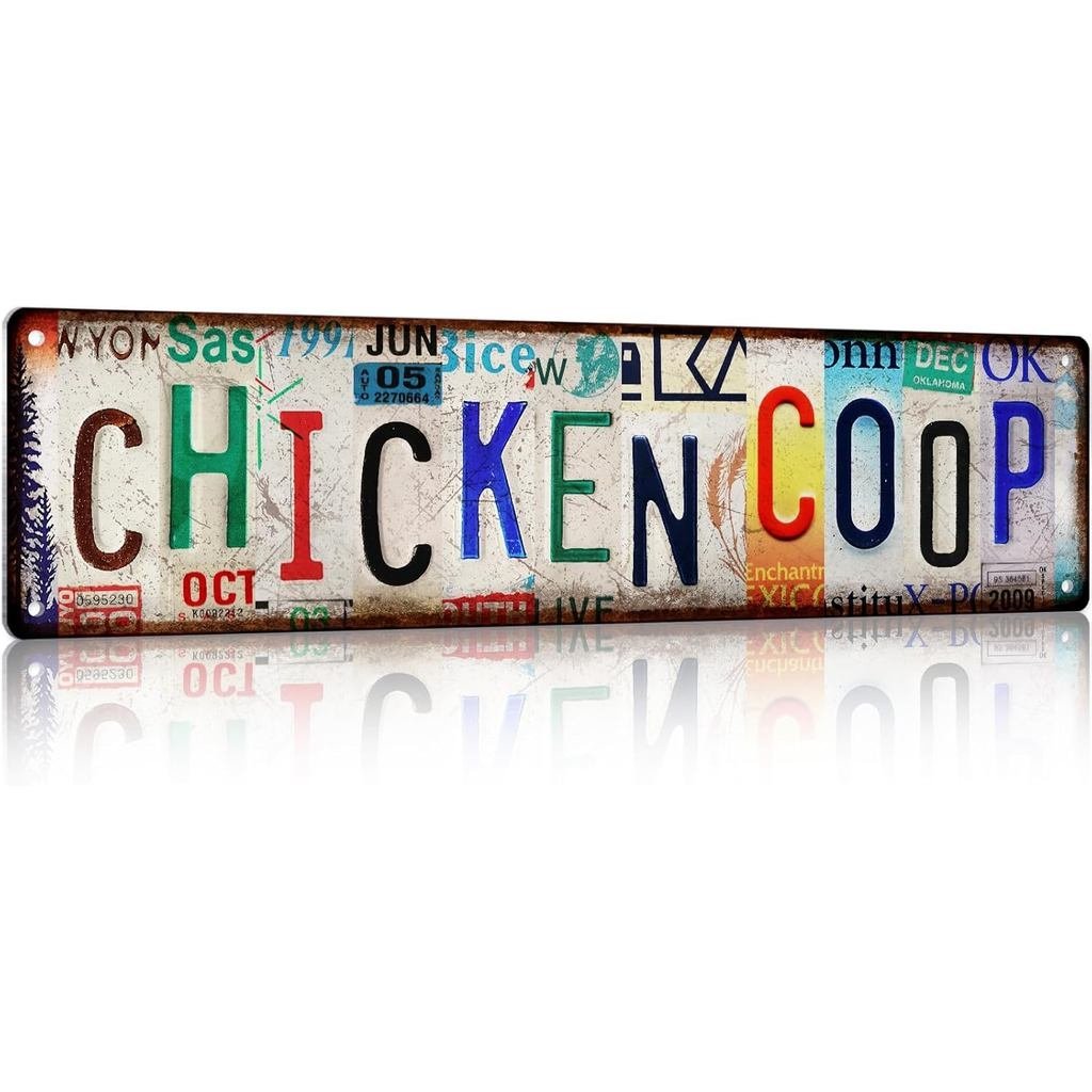 Vintage Chicken Coop Accessories – Funny Rooster Garden Signs and Grunge Room Decor – Country Farmho