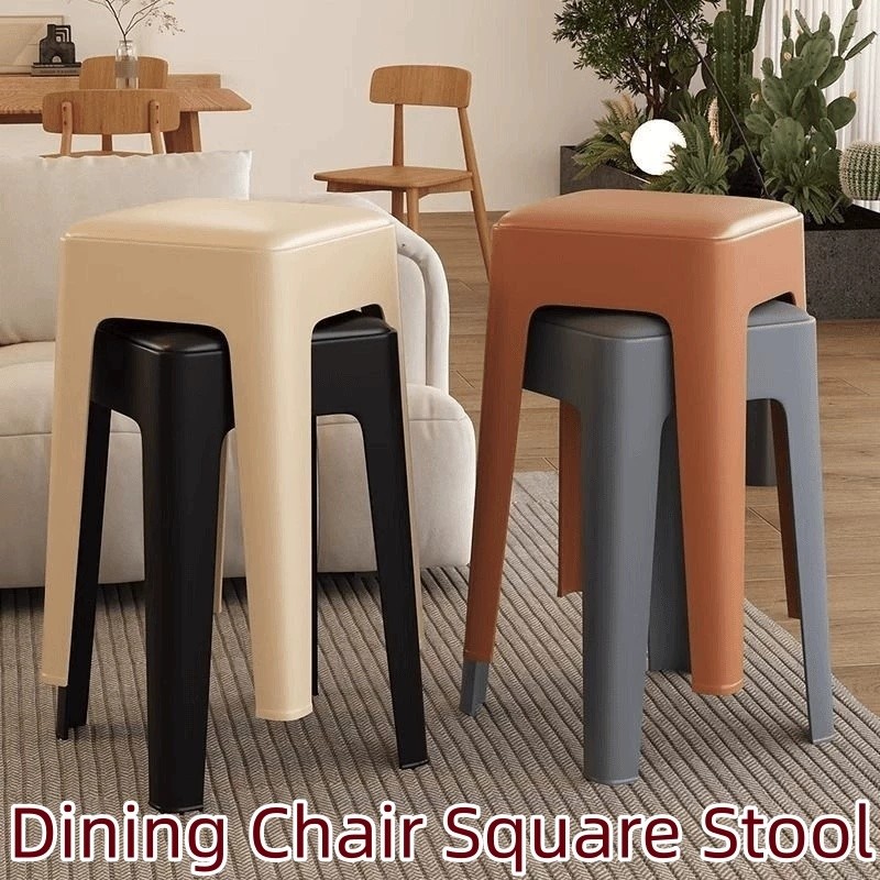 Plastic Stool Stackable Stool Dining Chair With Cushion Stool Kerusi Makan Home Chair