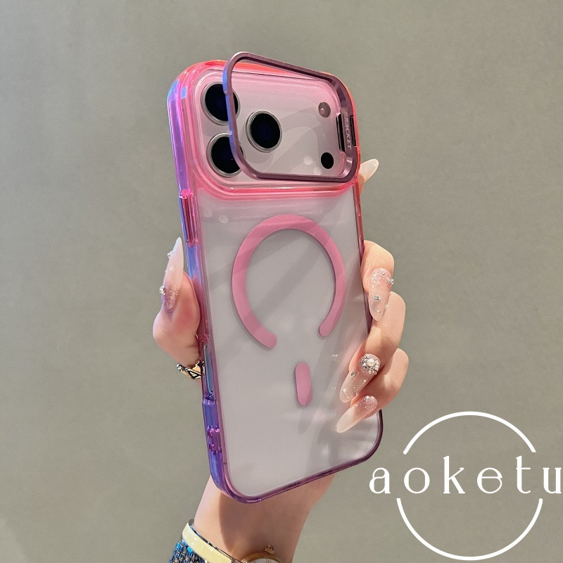 แม่เหล็กดูดไล่โทนสีโปร่งใสเหมาะสําหรับ แอปเปิล 17โปรแม็กซ์ เคสโทรศัพท์ที่ใส่เลนส์แบบบูรณาการ ไอโฟน 16 บางเฉียบ 15มือโปร/14/13 รวมทุกอย่างป้องกันการตกฮาร์ดฝา