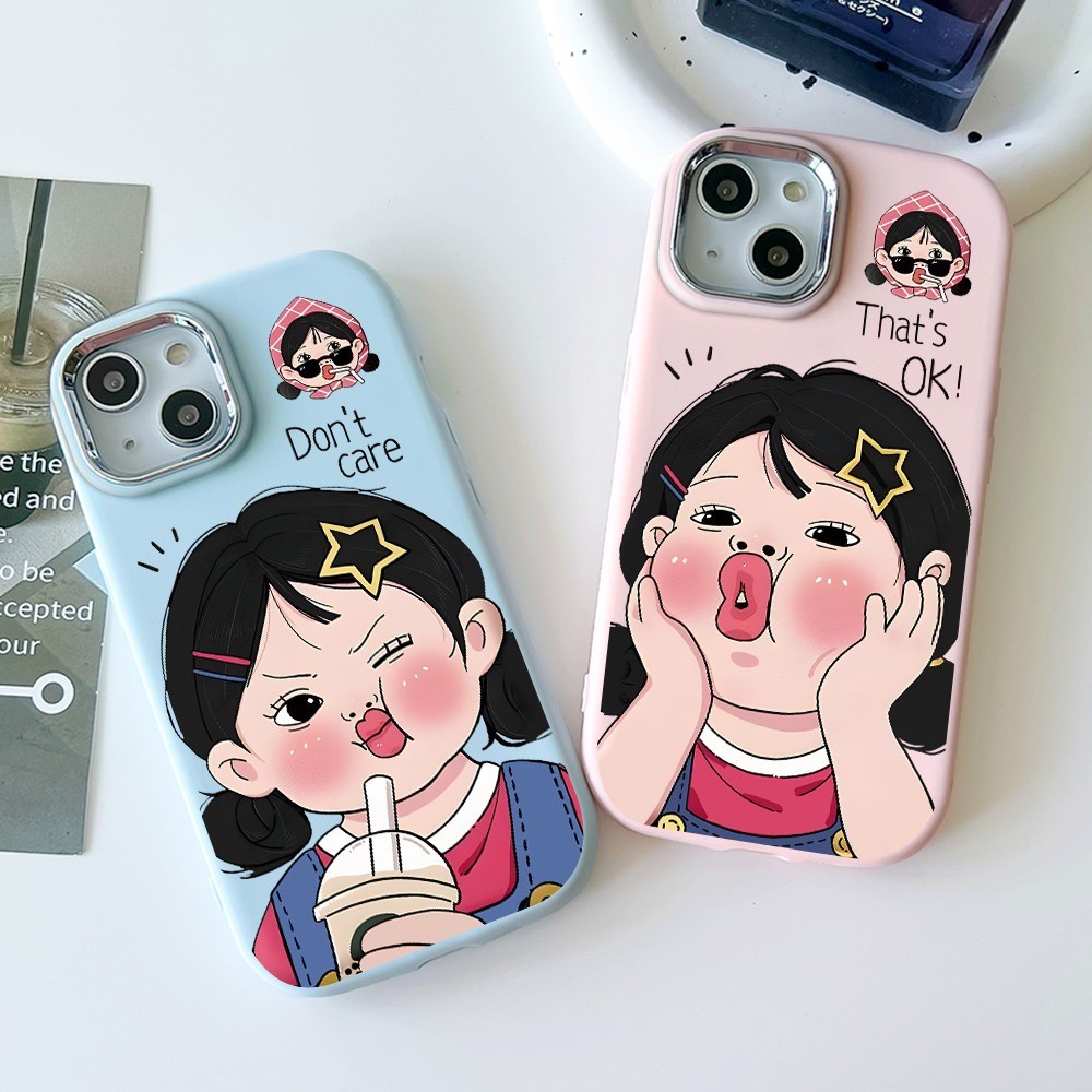 For iPhone รอบ และ น่ารัก เคสไอโฟน การ์ตูนสาวน้อย 13 14 11 Pro 16 Pro Max 15 14 PRO 11 MAX X XS MAX XR 7/8PLUS 15